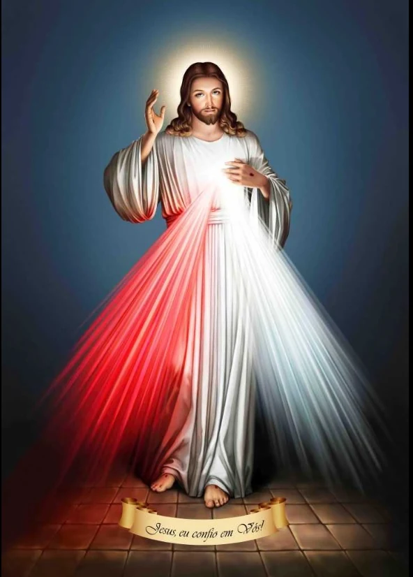 Jesus Misericordioso com a mensagem Jesus, eu confio em Vós