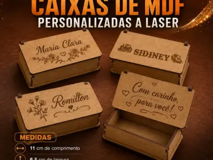 Caixas de MDF Personalizadas a Laser - 11x6,5x3 cm
