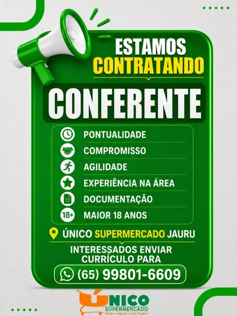 Vaga de emprego no Unico Supermercado