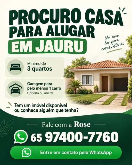 Procura-se Casa para alugar com  3 quartos e garagem em jauru