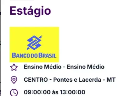 Estágio Banco do Brasil em Pontes e Lacerda