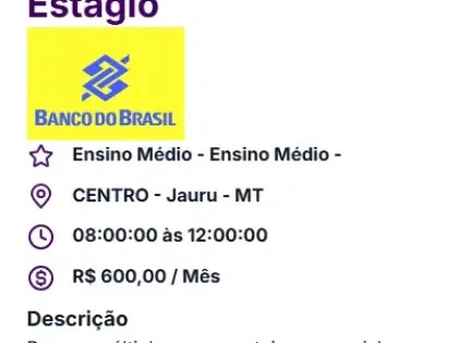 Estágio no Banco do Brasil