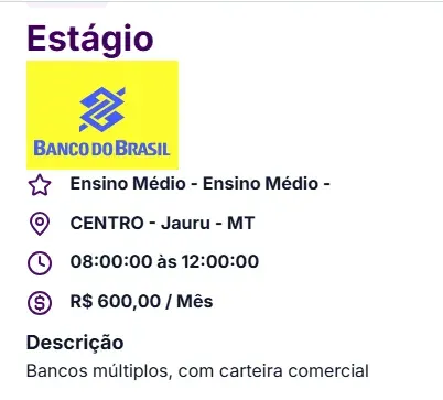 Estágio no Banco do Brasil